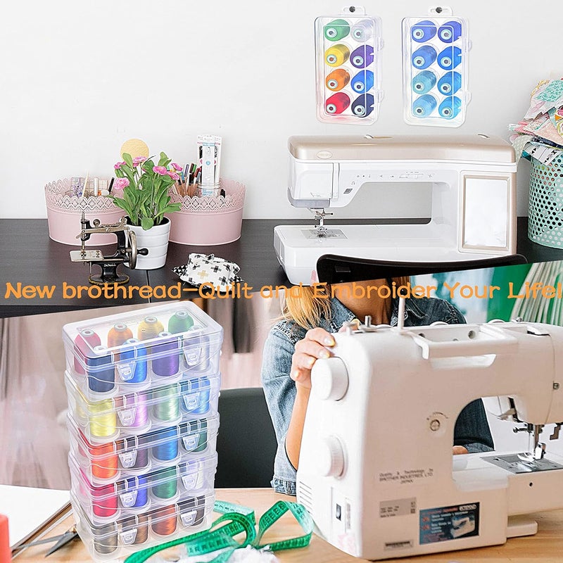 New brothread - 20 Options - 8 Snap Spools of 1000m Each Polyester Embroidery Machine Thread with Clear Plastic Storage Box for Embroidery & Quilting - Neon Color - Image 5